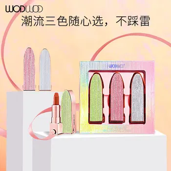 

Makeup wodwod-ku ke Beauty Lipstick 3 Mounted Lipstick Kit Moisturizing Long-lasting Non-stick Cup Does Not Fade W750