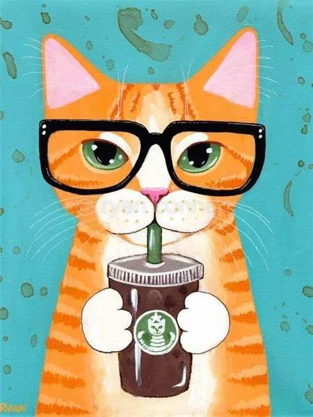 

DIY Diamond Embroidery Animal cat Full drilling diamond painting Cartoon cat Cross Stitch Home