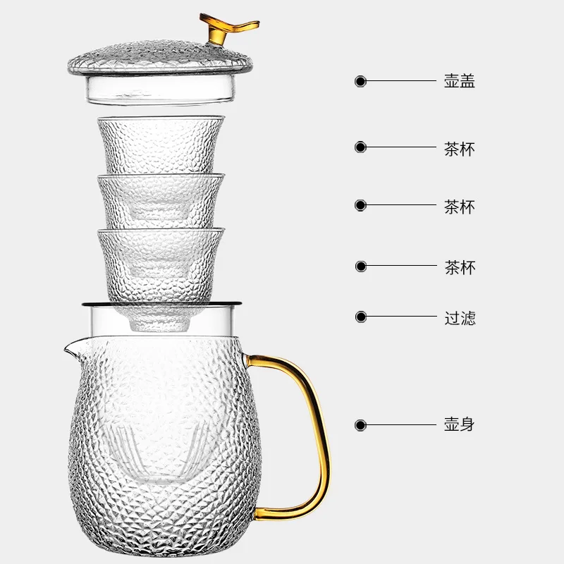  Glass Fast Passenger Cup Portable Travel Tea Set One Pot Three Cups Kung Fu Teapot Black