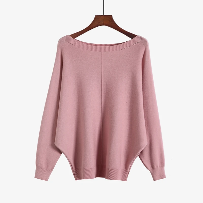 BYGOUBY Oversized Loose Women Sweater Off Shoulder Baggy Pullover Sweaters Batwing Sleeve Solft Knit Female Jumper Pull Femme | Женская