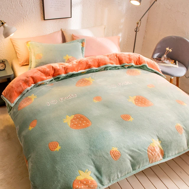 Home Textiles 1pcs Flannel Quilt cover Soft Warm Coral Fleece Blanket Winter Duvet Cover Throw Mechanical Wash bedding 4