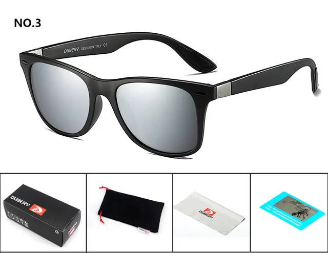 DUBERY Винтажные Солнцезащитные очки поляризованные мужские солнцезащитные очки для мужчин квадратные оттенки вождения черные Oculos мужские 8 цветов модель 4195 - Цвет линз: 3