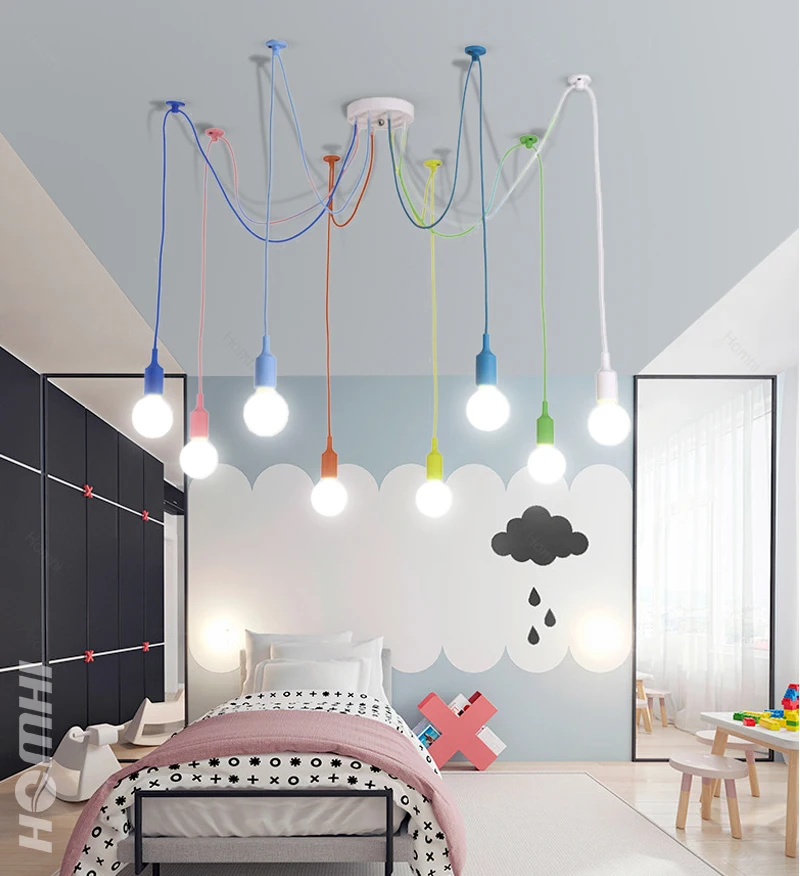 Chandelier Nursery Ceiling Nordic Child S Deco Color E27 Modern Pendant Ceiling Lamps Silicone Led Chandelier Spider Living Room Chandeliers Aliexpress