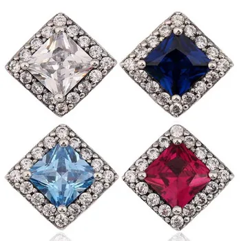 

New 925 Sterling Silver Bead Charm Multicolor Dazzling Geometric Radiance With Crystal Beads Fit Pandora Bracelet DIY Jewelry