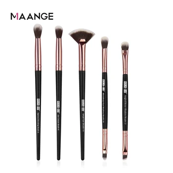 

MAANGE 5 Pcs Pro Makeup Brushes Set Cosmetic Double-end Eyeshadow Wood Handle Soft Nylon Hair Beauty For Women Make Up Tools