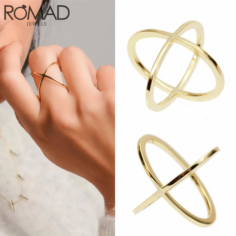 ROMAD богемные винтажные золотые кольца с крестом для женщин обручальное кольцо