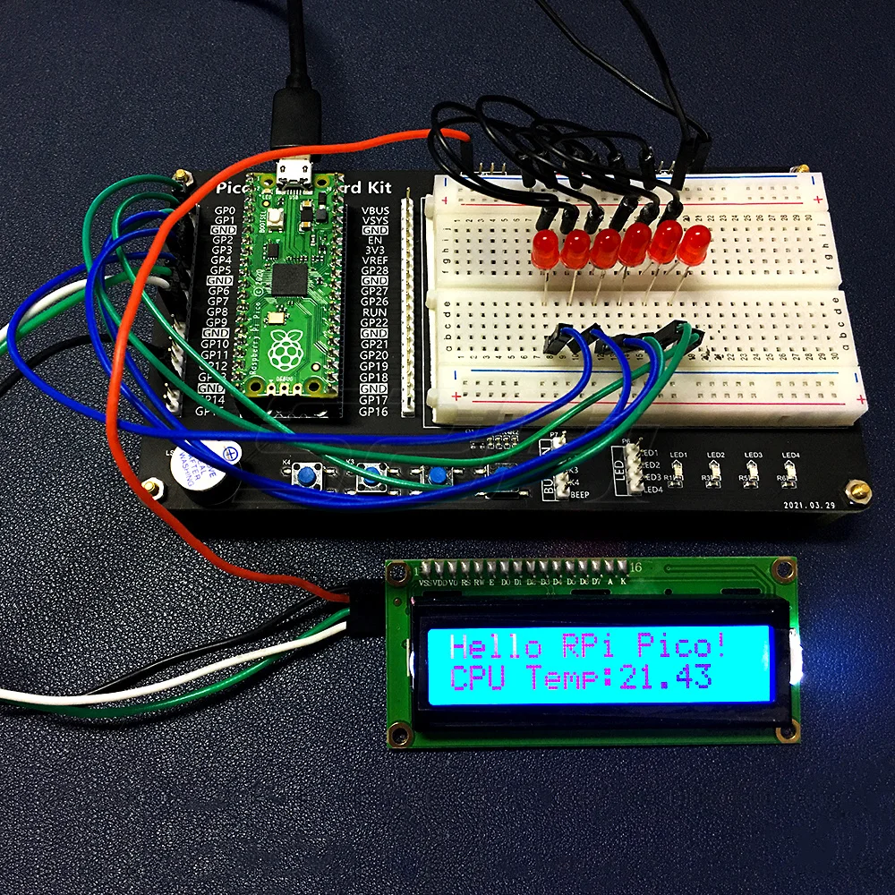Raspberry pi Pico w Breakout Board Kit Built-in Led Luzes Botões Campainha Meio-tamanho Breadboard - Imagem 4