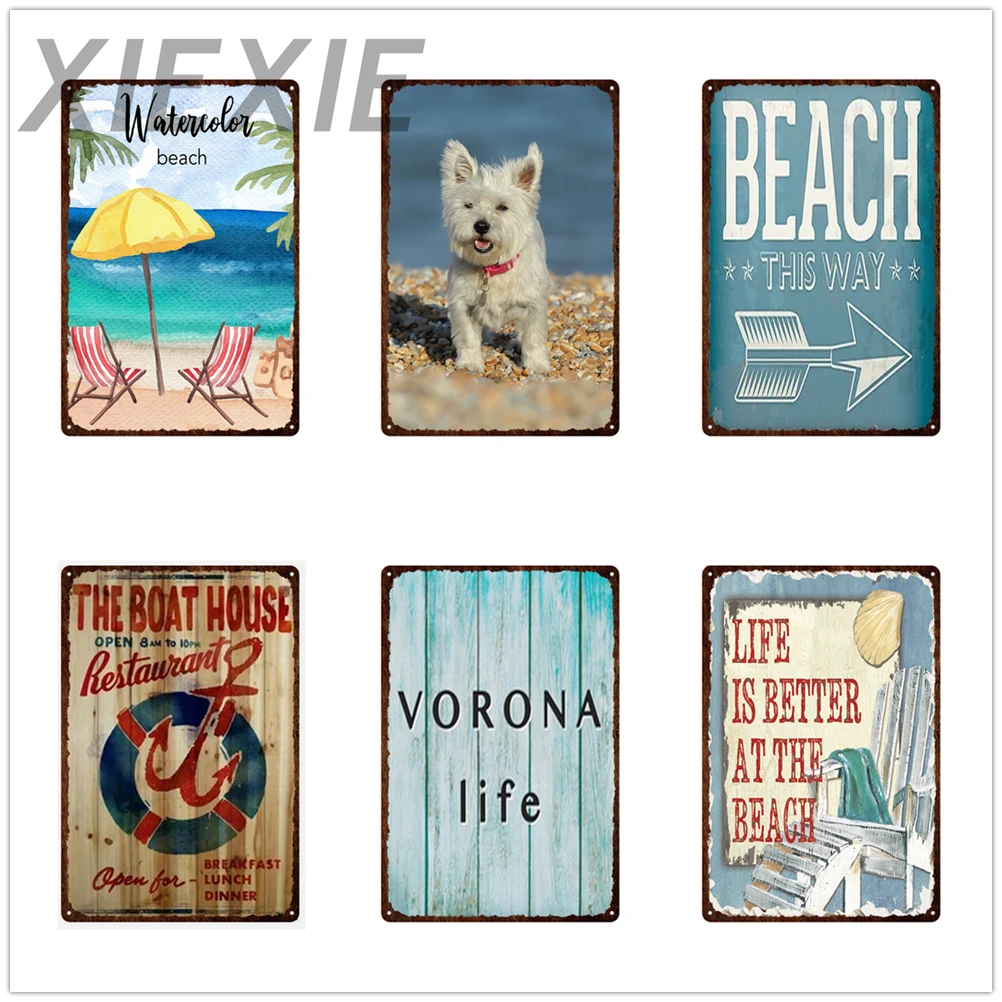 

Beach Retro Stickers Posters Better Life Metal Tin Signs Plaque Metal Vintage Wall Home Art Retro House Club Decor