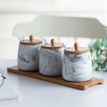 

Nordic marble creative ceramic seasoning jar oil and salt household seasoning jar kitchen accessories box seasoning WY5