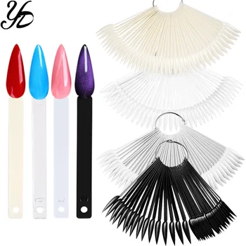 

Yiday 40 False Nail Tips Stiletto Colour Display Sharp Pointed Cat Eye's UV Gel Polish Beginner Practice Colors Test Salon Tools