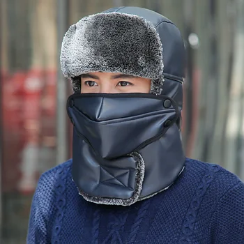 

Winter Men's Hat Caps Bomber Hats Women Fur hat Earmuffs Cap Ears and Masks Scarf Women Bonnet Accessories anti windy