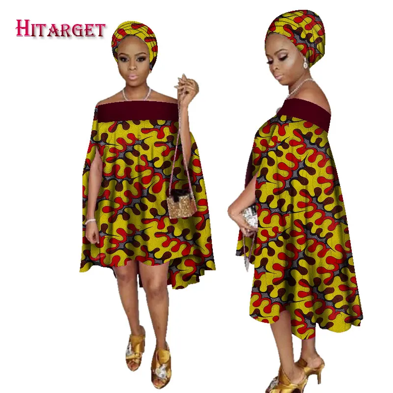 Комплект из обуви в африканском стиле платья для женщин в африканском стиле с вырезом лодочкой, платье в африканском стиле женское платье из хлопка с Африканским принтом Одежда размера плюс WY2238 - Цвет: 14