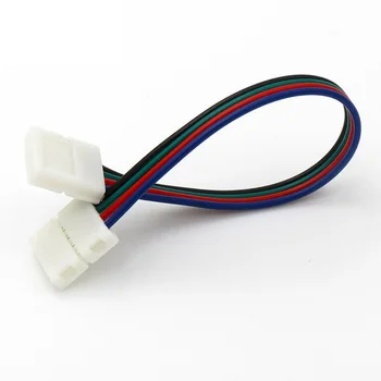 

5pcs/lot 10mm 4 pin solderless lengthen connectors at 2 ends for 5050 RGB LED strip or 10mm wide 4 pin flexible PCB connector