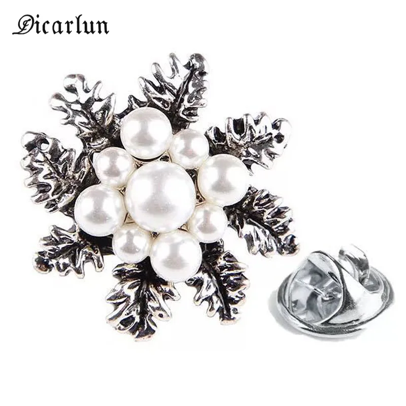 DICARLUN Fashionable brooches Snowflake pearl brooch women vintage