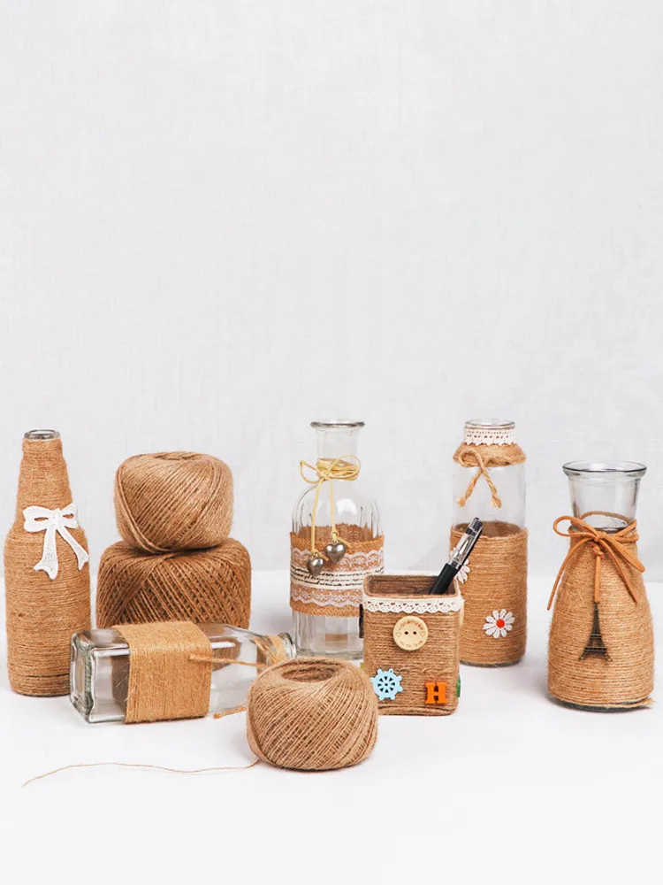 

Hemp rope diy material thickness hand-woven grid photo wall ornament twine bundled rope retro style