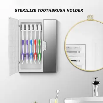 

USB UV Light Automatic Toothpaste Dispenser+5 Toothbrush Holder Bathroom Set Disinfection Is Automatically Turned Off 15 minutes