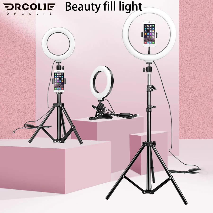 

DROCLIE Live Light Lamp Holder Tender Skin Thin Face High-definition Lighting Selfie Indoor Portable Desktop Ring Light