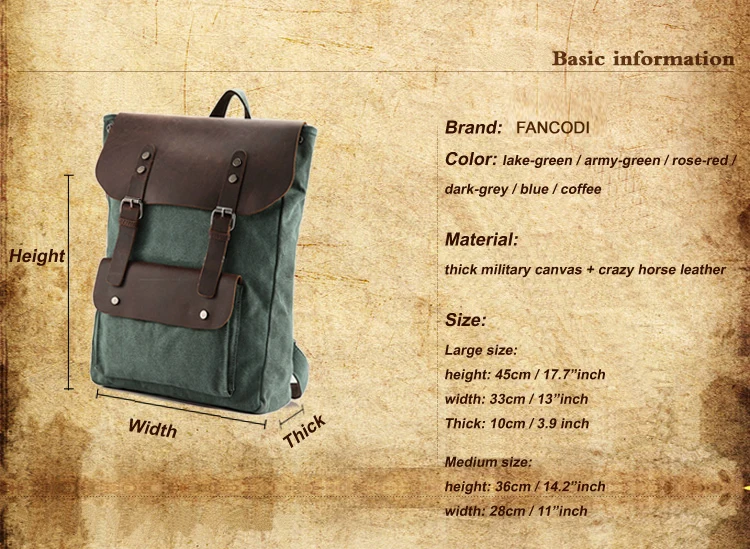 Fashion Backpack Leather Canvas men Backpack Women School Bag Bagpack Rucksack male Daypack Knapsack Teenager mochila Hiking New 3