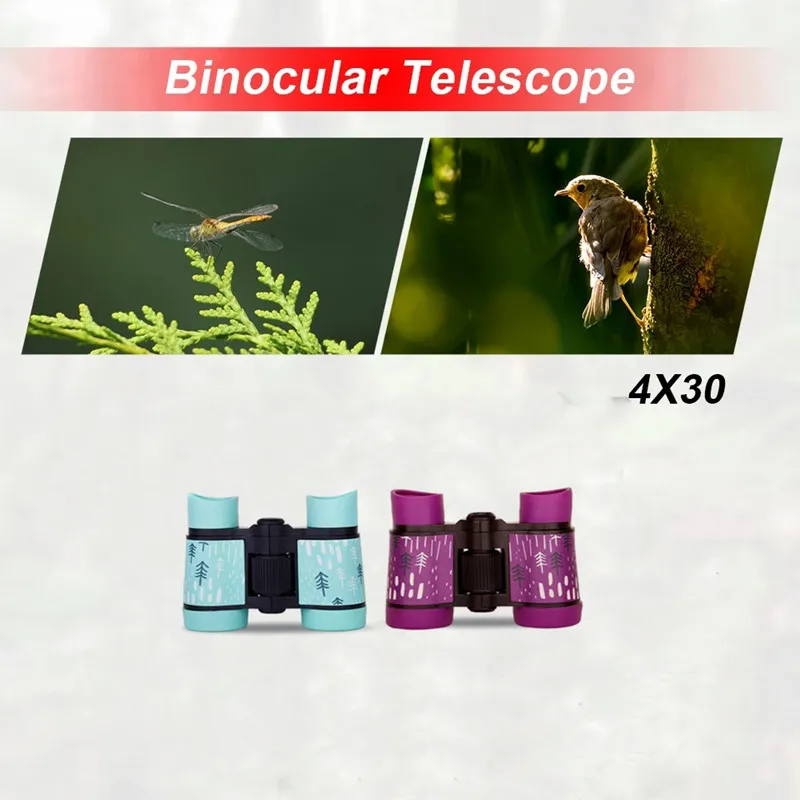 Binocular Telescope Professional 4X30 Educational Learning Bird Watching Anti-skid Folding Optics telescope Gifts for Children binocular telescope
