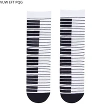 Носки для мальчиков и девочек мультяшное пианино с клавиатурой в стиле Харадзюку, хлопковые носки для улицы