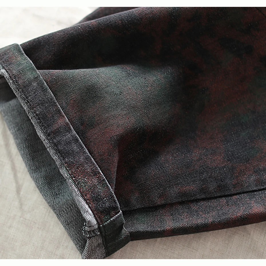 Women Jeans Denim Pants Bottoms Bleached Print Straight Big Loose Oversized Retro Fashion Casual for Autumn Winter AZ46181920