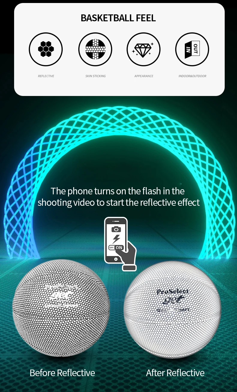 Pelota de baloncesto reflectante, talla oficial 7, tendencia de moda, panal de abeja plateado, piel sintética de alta calidad para hombres, mujeres y niños