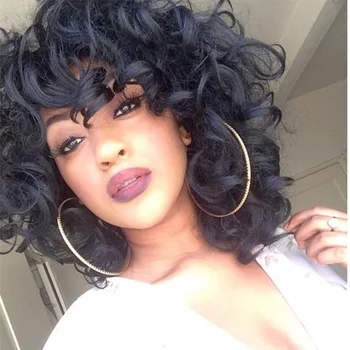 

Ifiber Short Curly Wig for Black Women Afro Curly Hair Bob Wig for African American Heat Resistant Should Length Wig