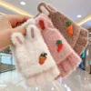 Cute Kids Gloves Winter Warm Faux Fur Knit Boy Girl Children Glove Cartoon Half finger Flip Cover Outdoor Mittens 3-7Y 4