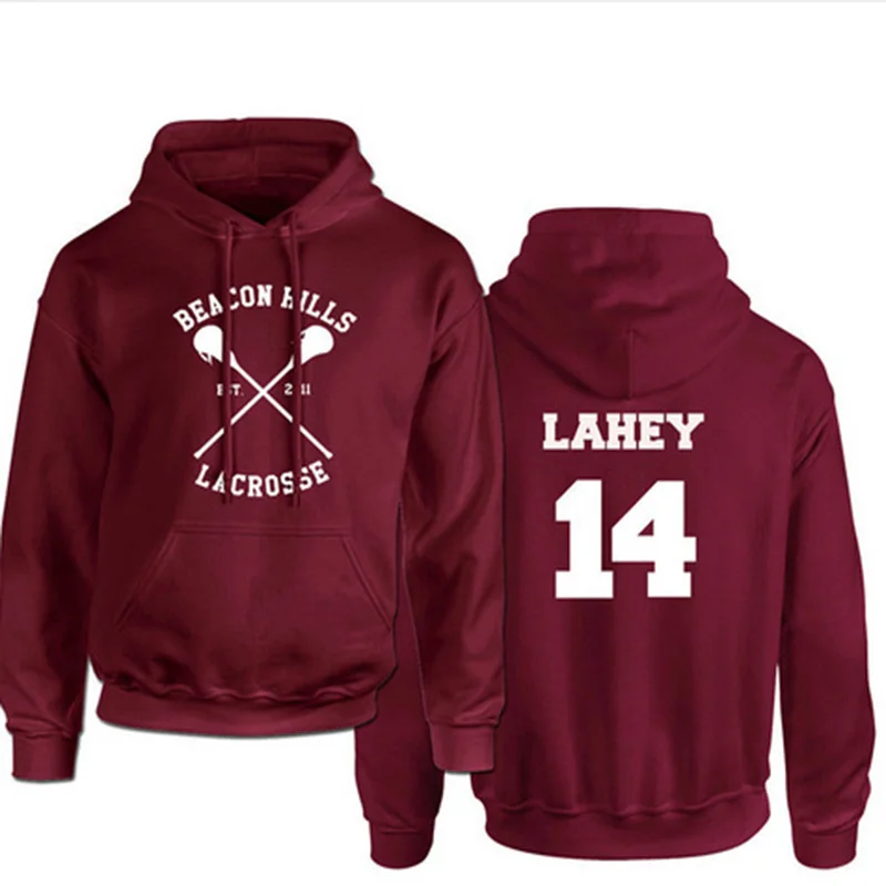 Подростковый худи с изображением волка для мужчин McCall 11 Lacrosse Stilinski 24 Lahey 14 пуловер с принтом Hoddies красные толстовки Прямая поставка