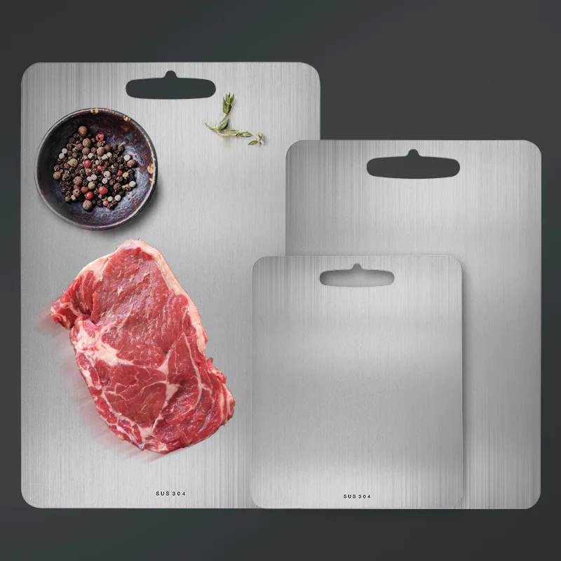 

304 Stainless Steel Chopping Block Easy Clean Cutting Board Fruit Vegetable Meat Chopping Board Practical Kitchen Tool