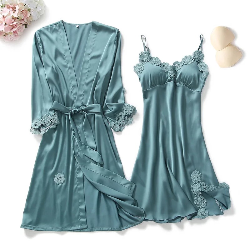 Women Nightgown Women Bathrobe Sleepwear Sets 2 Pieces