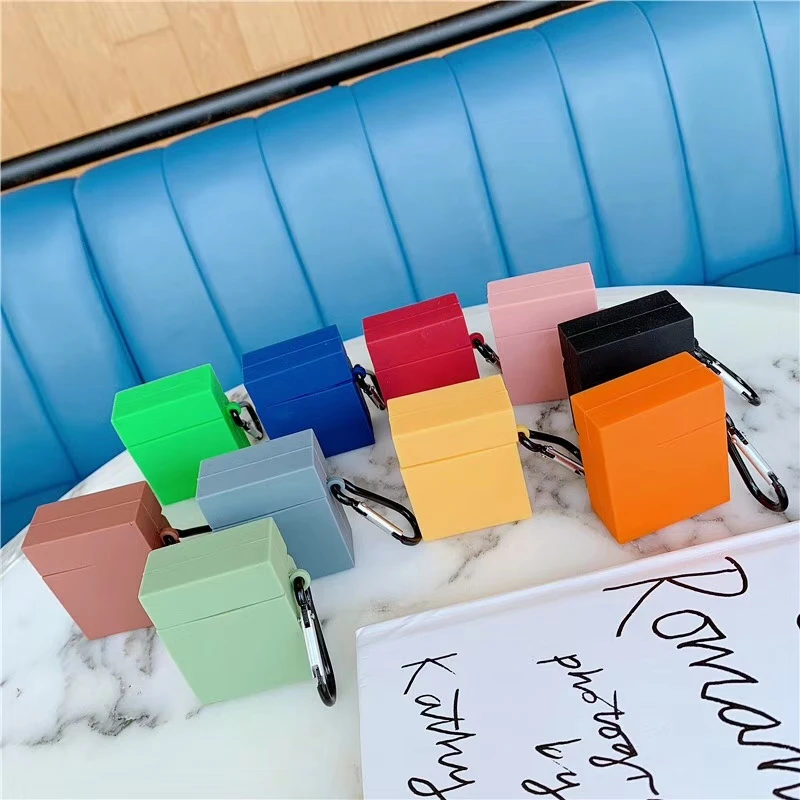 

cute 3D cartoon Anti-fall Square shape Solid Silicone Earphone Case For Apple new AirPods 1/2 Wireless bluetooth Headset cover