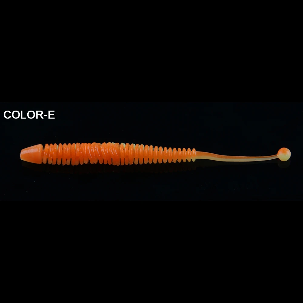 Spinpoler 10 шт. ультра мягкие рыболовные приманки 8 см 1 г длинная приманка Tail Grub искусственная бионическая мутная рыболовные черви Купальники 6 цветов - Цвет: Color-E