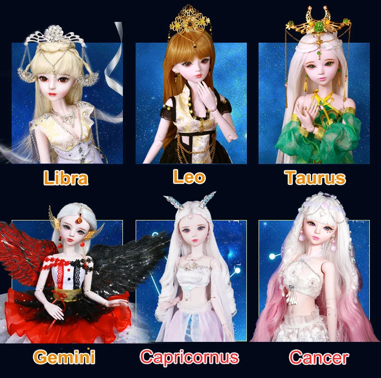 60 см ручная работа Зодиак Bjd 1/3 кукла 12 созвездий куклы Близнецы Стрелец Овен Игрушки для девочек для детей подарок на день рождения