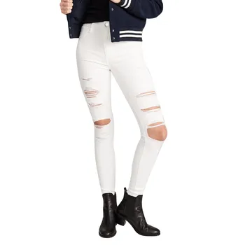 

Hot ladies Denim pants summer Casual Pants Fashion New Pocket Zipper Hole Jeans Denim Female Mid Waist Slim Sexy Pants K1014