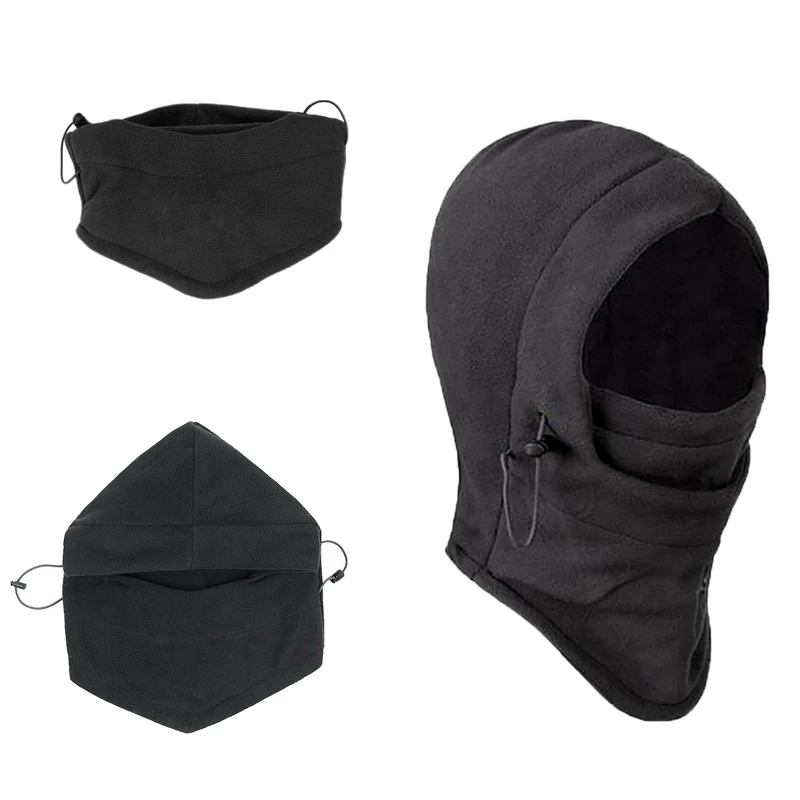 Хит, мужской черный Флисовый Шарф с капюшоном, Балаклава, зимняя теплая маска для лица, одноцветная, два цвета, для пеших прогулок, спорта на открытом воздухе