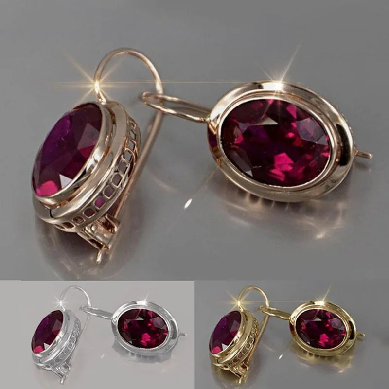 Fashion 14K Gold Ruby Earrings for Women Lady Girls Engagement Wedding Bridal Jewelry Gift | Украшения и аксессуары