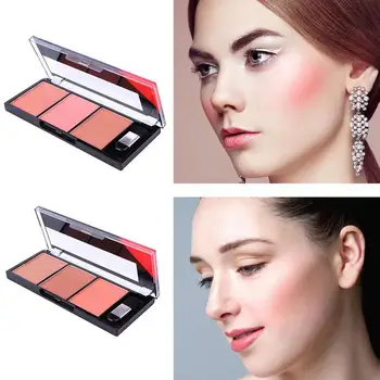 

3 Color Matte Face Blush Palette Natural Pigmented Baked Cheek Rouge Orange Pink Powder Face Blusher Women Face Makeup Cosmetic