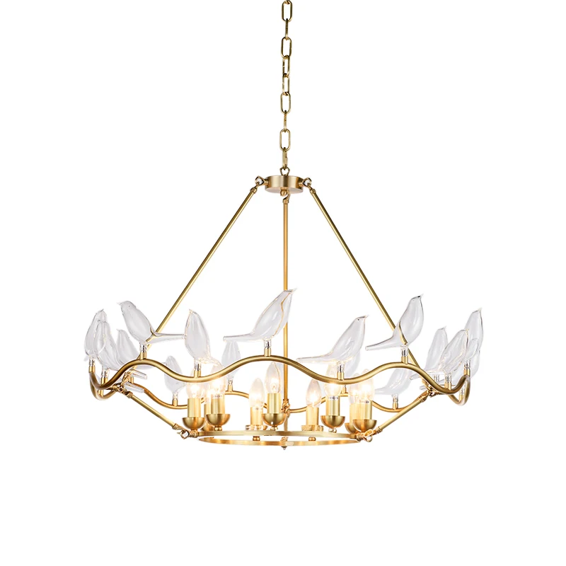 

8 arm American style copper body LED Pendant light modern branch Toolery with E27 base 6W led lamp pure white free shipping