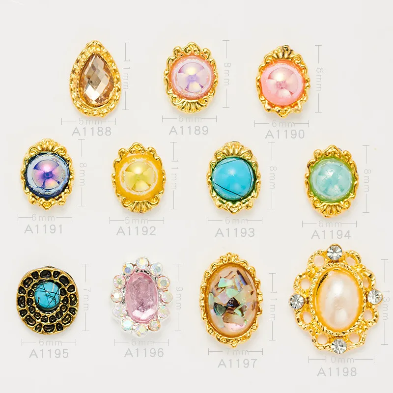 

20pcs High Quality New Metal Edging Drop Alloy Rhinestones A Variety of Styles 3D Charm DIY Nail Art Jewelry Decoration