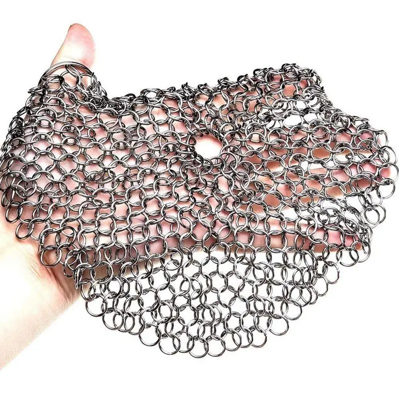 Cast Iron Cleaner-Premium 316L Stainless Steel Chainmail Scrubber,8-inch Diameter Large