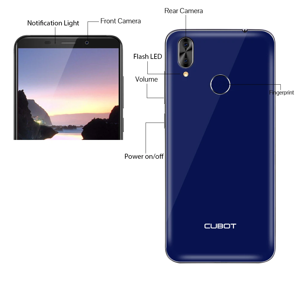 Мобильный телефон Cubot J7 5," 18:9 дисплей Android 9,0 Pie Face ID двойная задняя камера 13 МП 2800 мАч смартфон с двумя sim-картами