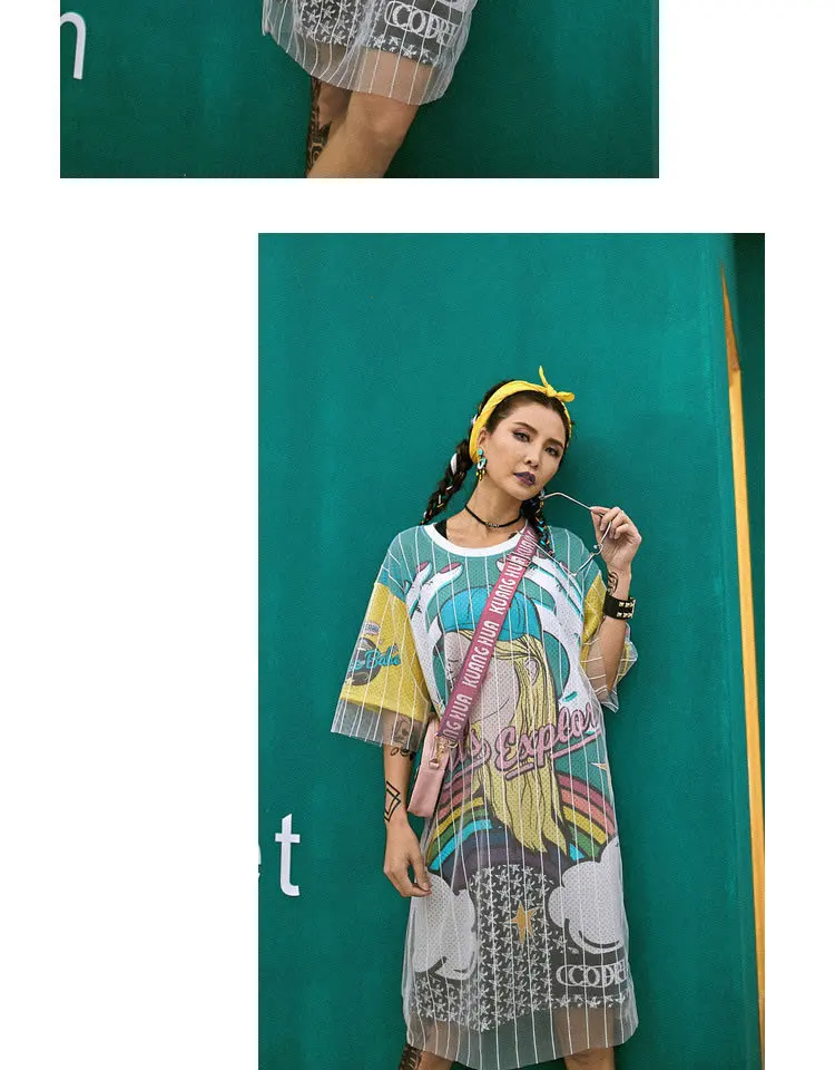 TVVOVVIN, уличное новое летнее женское платье выше колена с мультяшным принтом, женское платье с коротким рукавом, имитация двух частей, платья S901