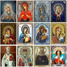 Round Diamond Sticker Painting Embroidery Mosaic Home-Decoration Religious 5D And Character