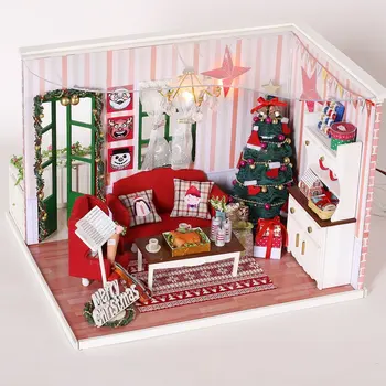 

DIY 3D Wooden Doll House DIY Furniture Miniature Dust Cover Miniaturas Dollhouse Toys for Children Birthday Xmas Gifts New Sale
