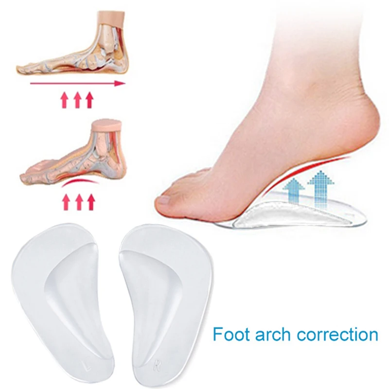 2 пары силиконовых гелевых детских стелек для детей Детская плоская нога ортопедическая обувь с поддержкой свода стопы ортопедический корректор плоскостопия уход за обувью