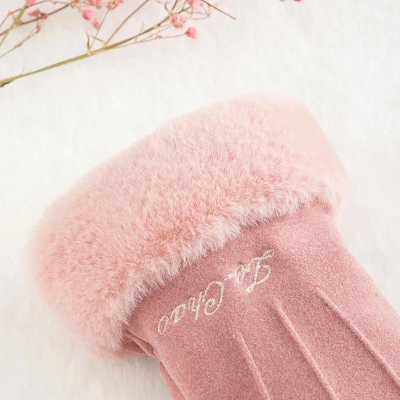 Elifashion, новинка, женские теплые перчатки, сенсорный экран, варежки, толстые, плюшевые, на запястье, для женщин, для вождения, перчатки, ползут, мягкая трава, перчатки