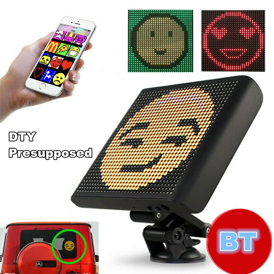 

Car LED Display Emoji Face LED Car Sign LED Shop Sign Wireless Bluetooth App Control Vehicle LED Display