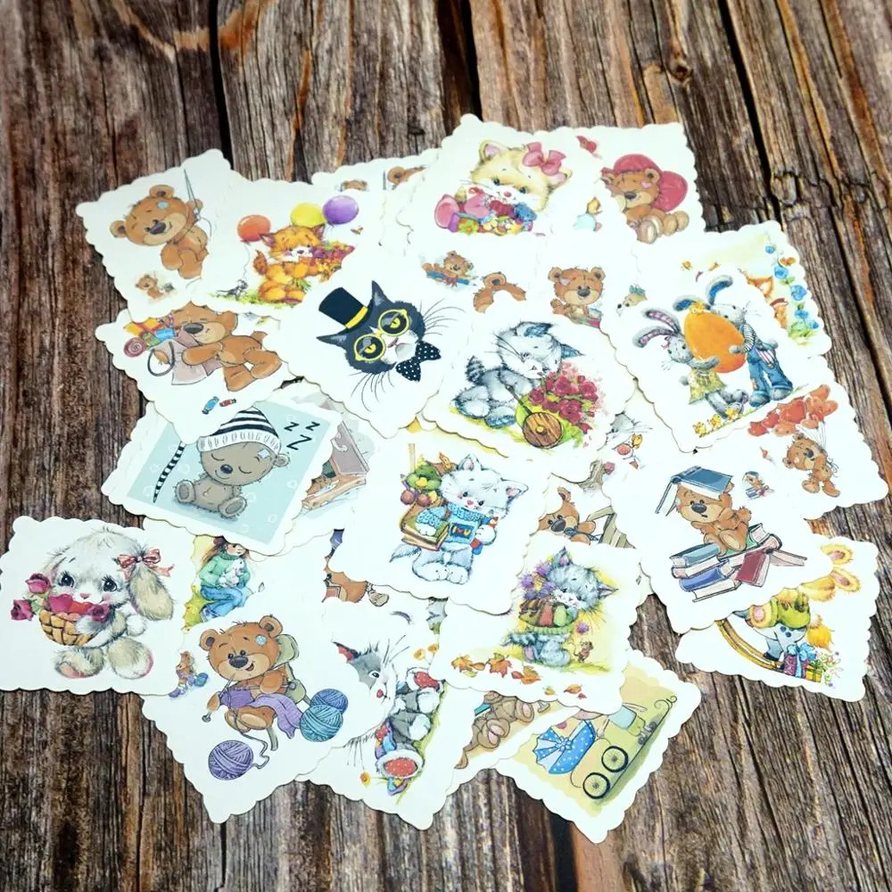 

42PCS Cute Animal Stickers DIY Kawaii Cat Dog Bear Rabbit Stickers Cartoon Gift Stickers For Girls Kid Children Boys Student Toy