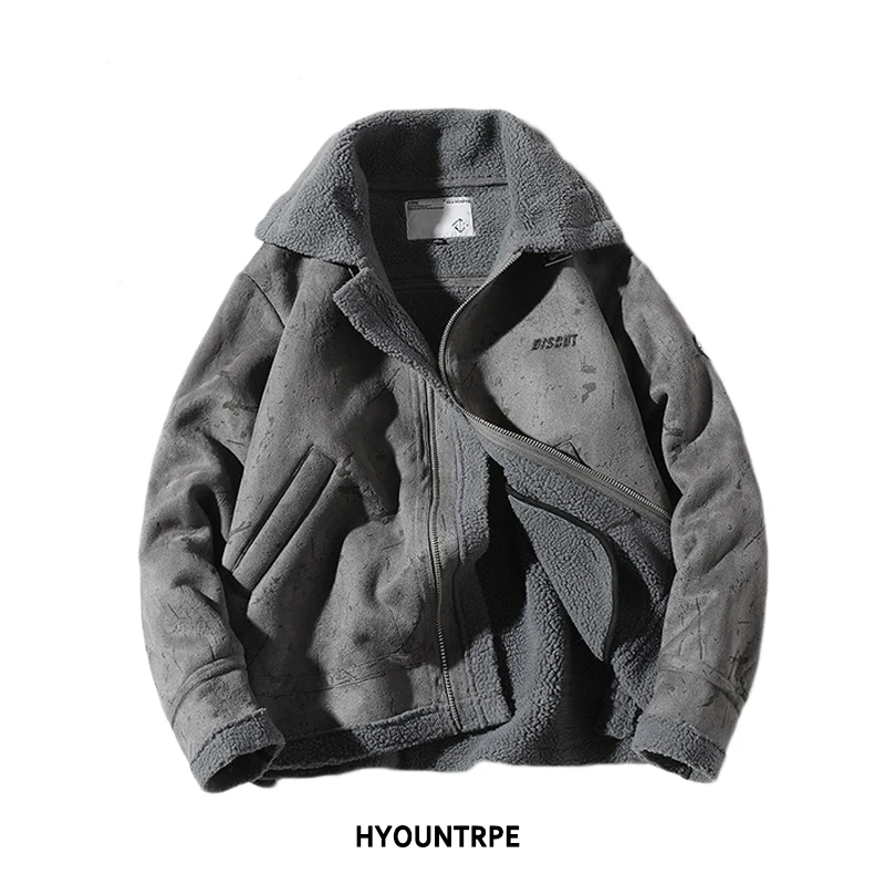Mens Jacket Coat Casual Full Zipper Faux Leather Suede Warm Lamb Wool Motorcycle Outerwear New Plus Size Bomber Jacket and Coats